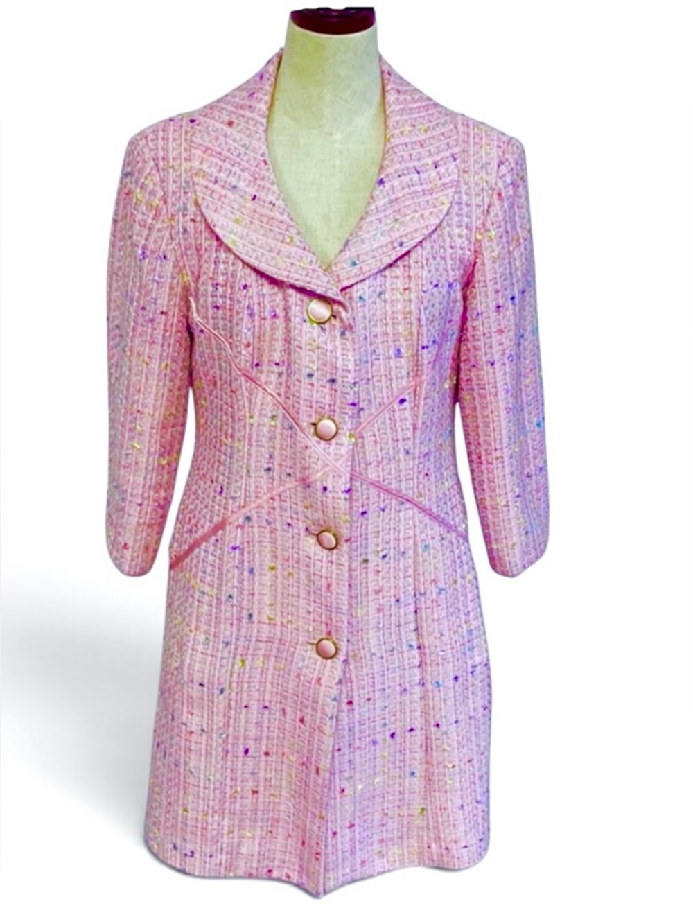 Spenser Jeremy Pink Tweed Shawl Collar Coat